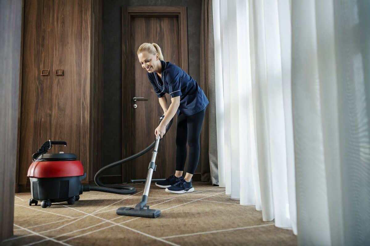 woman vacuuming